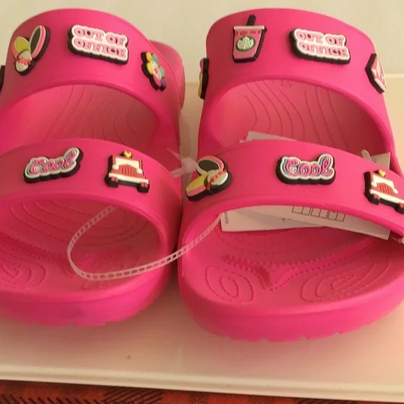 NWT Crocs Classic 2 Strap Sandals Unsex without box with jibbitz Crocs Unisex Classic Two-Strap Slide Sandals - Light Grey  main image 4